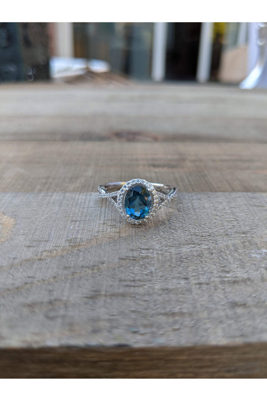 Oval London Blue Topaz Silver Ring