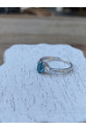 Gemstone Silver Ring, London Blue Topaz, CZ