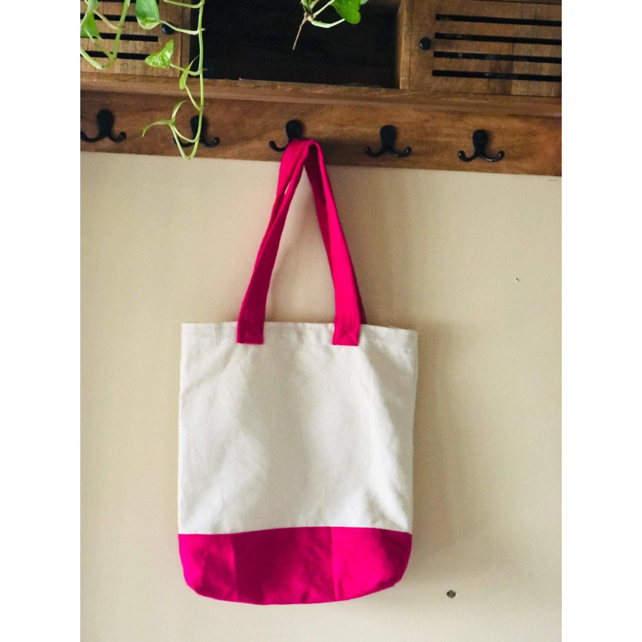 Upcycle Cotton Tote Bags Pink, Eco Friendly Grocery Bags, Shopping & Gym Bag