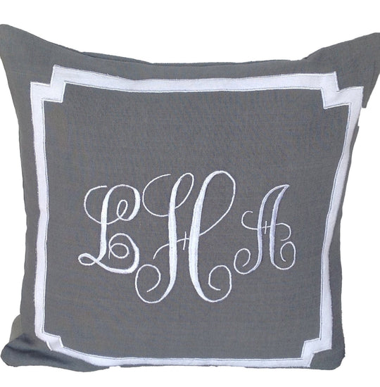 Monogrammed Gray Pillows, 18x18 inches Decorative Pillow cover