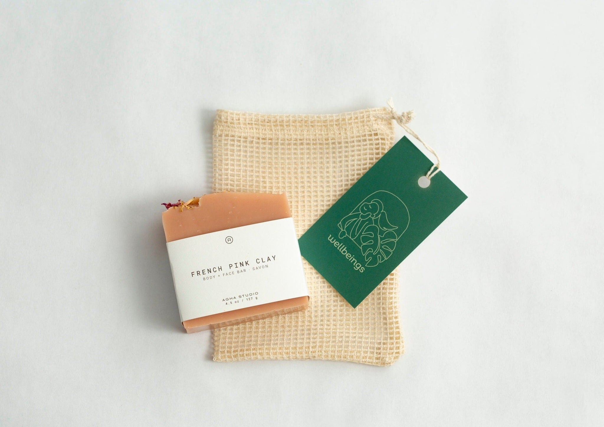 French Pink Clay Bar + Soap Pouch Combo