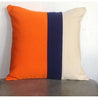 Orange, Navy and Cream Color Block Pillow