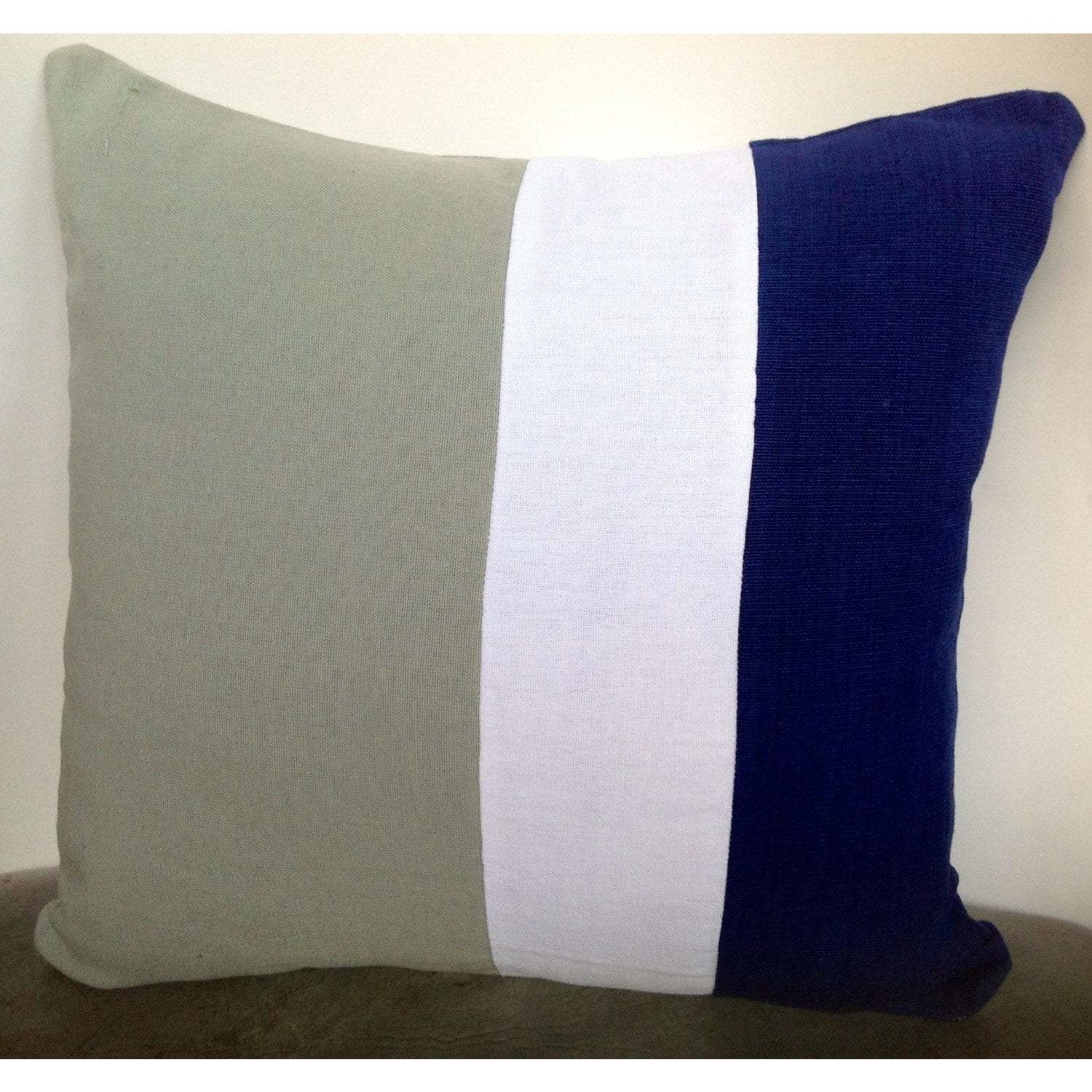 Color block Pillows Grey, White and Navy 16x16"
