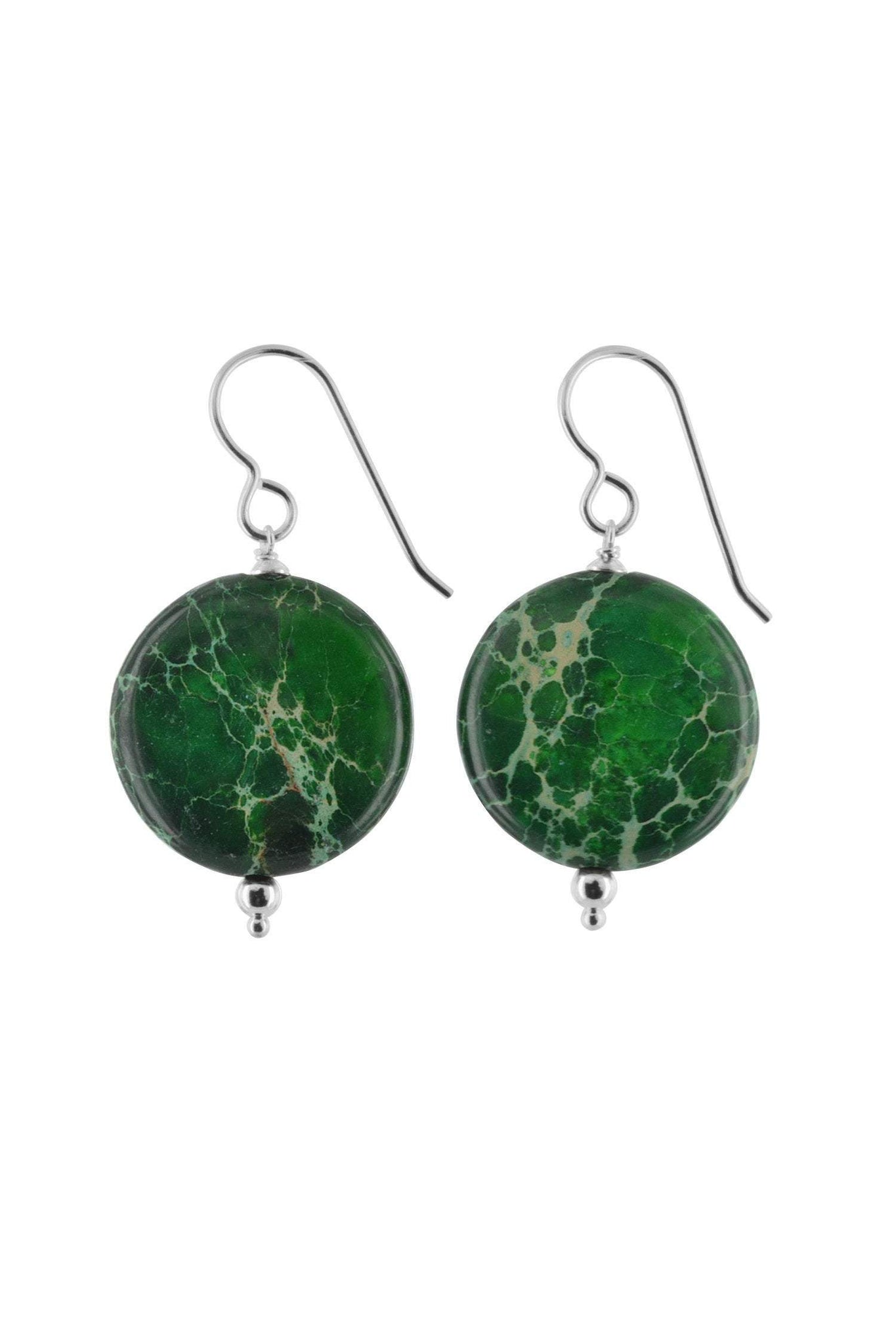 Round Green Jasper Handmade Earrings