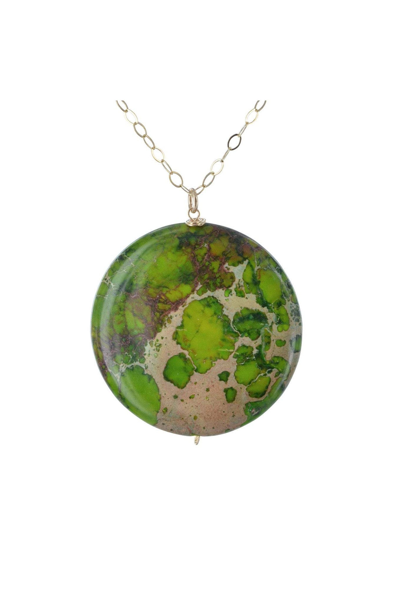 Green Jasper Gemstone Gold Necklace