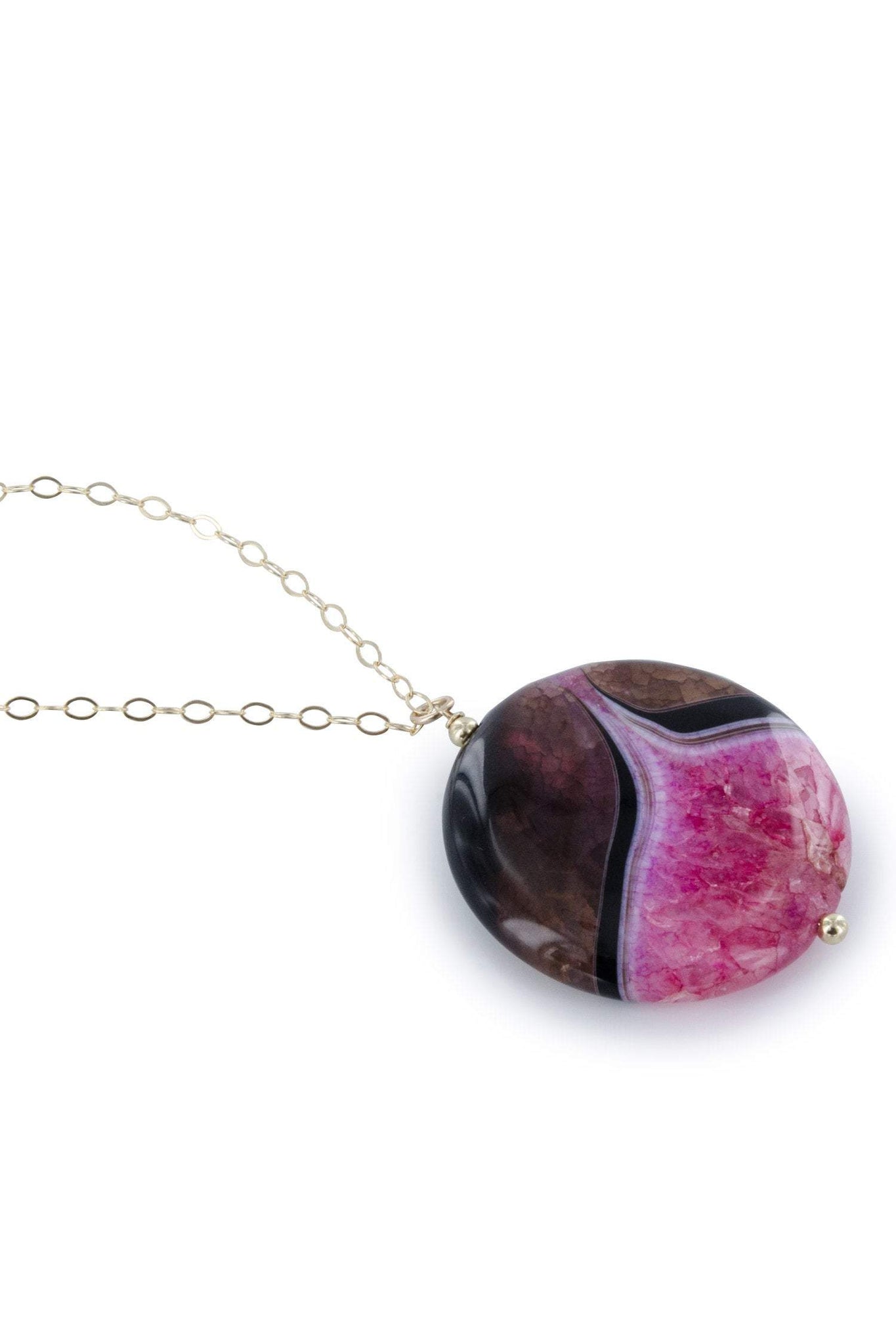 Pink Agate Gemstone Gold Necklace