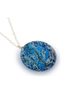 Blue Ocean Jasper Round Large Gemstone Gold Necklace