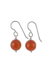 Orange Silver Earrings, Agate Bead Gemstones