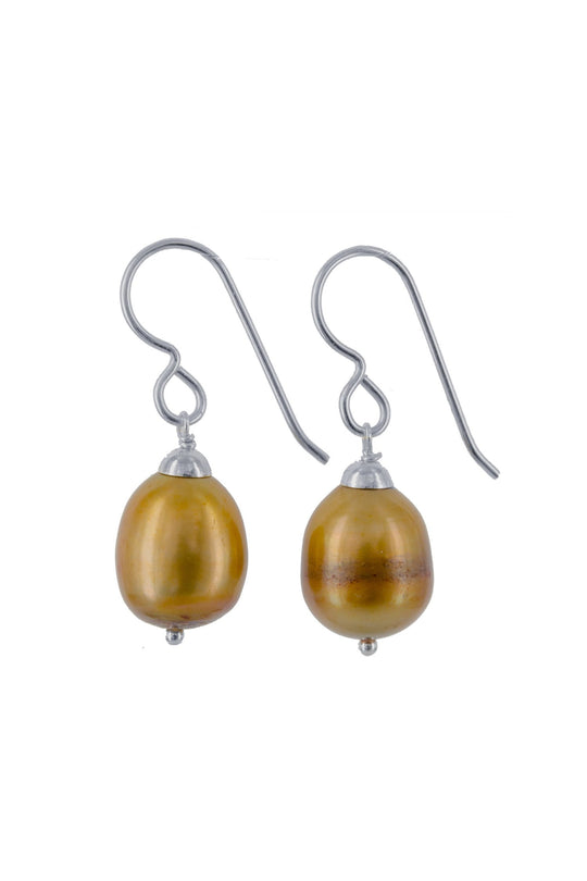 Golden Pearl Drop Earrings