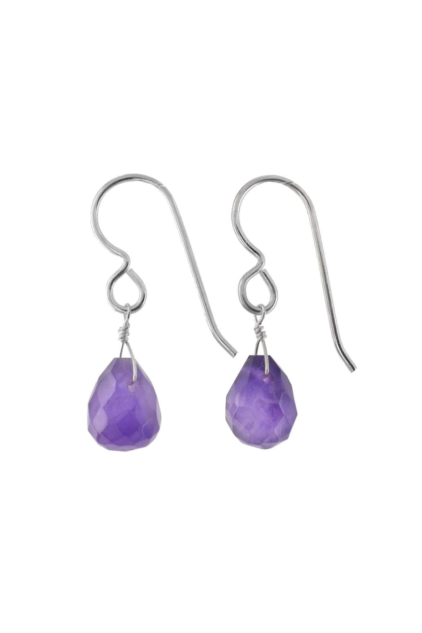 Teardrop Purple Amethyst Small Dangle Earrings