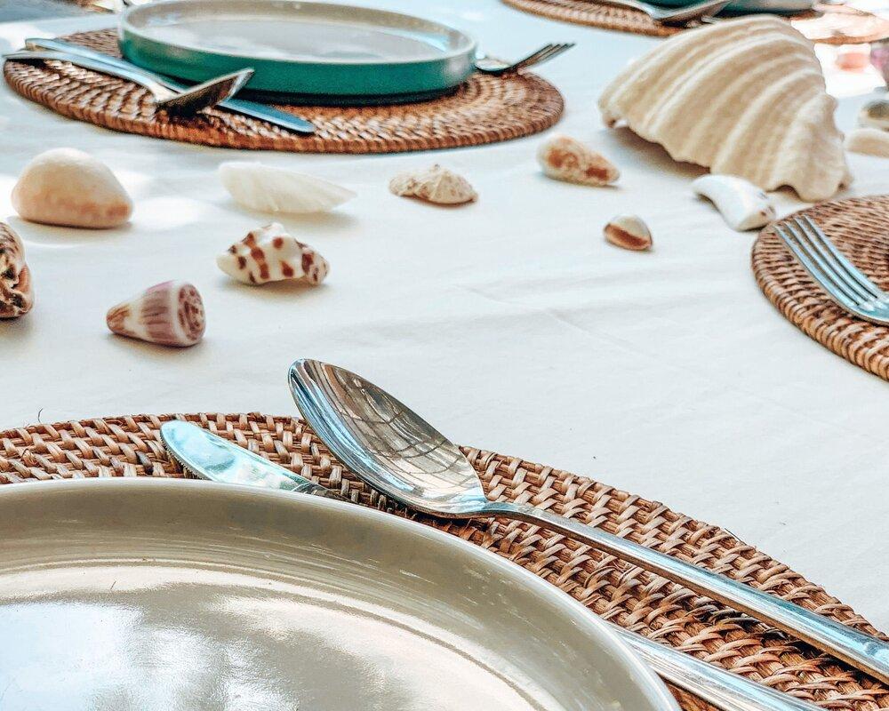 Rattan Placemat and Coaster Set | Natural Table Decor