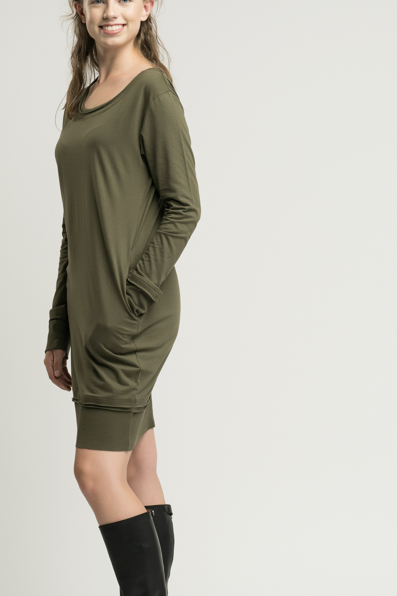 Olive Long Sleeve Pocket Dress | Green Pocket Dresses | Tee Dresses ZellJoy Olive Long Sleeve Pocket Dress | Green Pocket Dresses | Tee Dresses ZellJoy