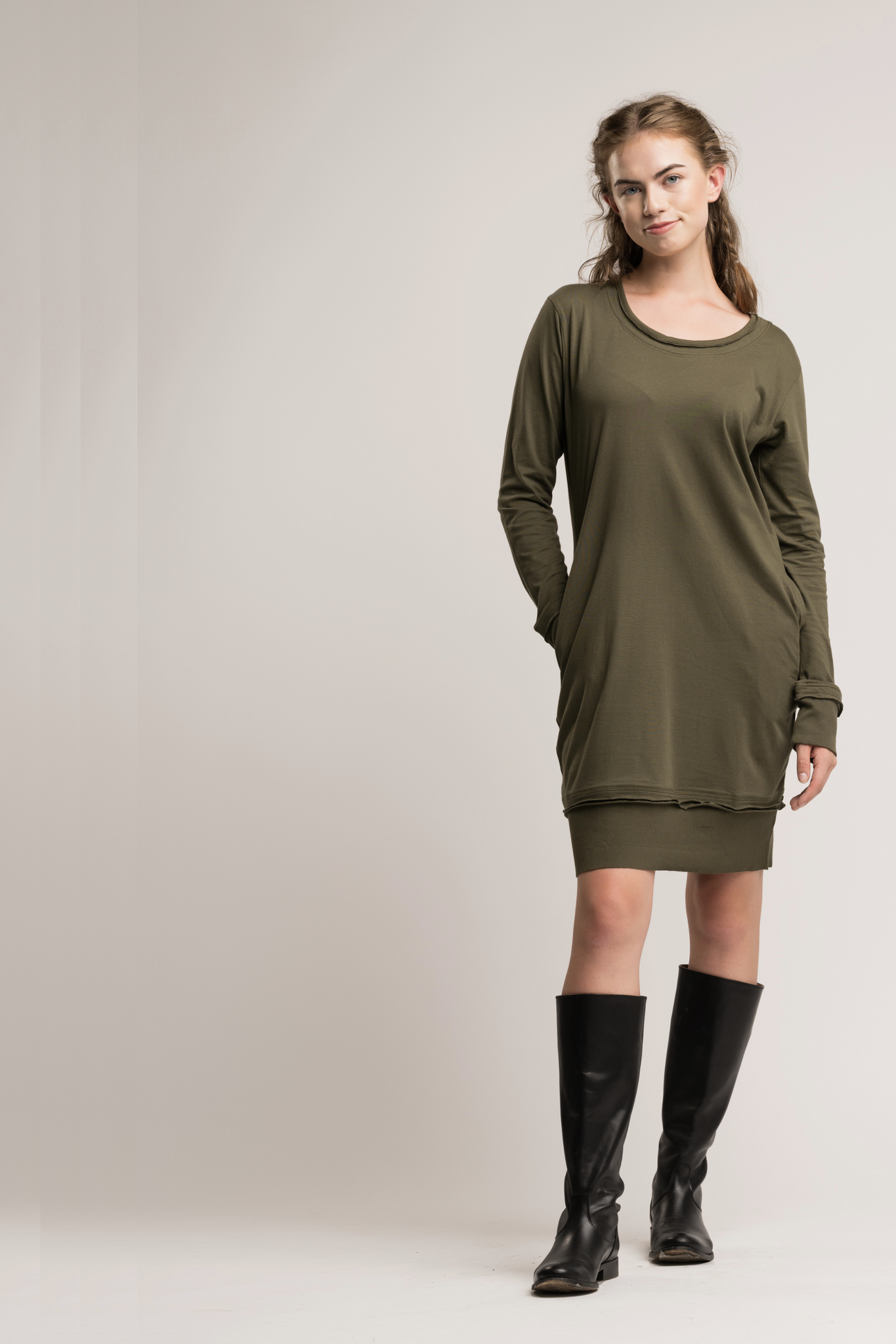 Olive Long Sleeve Pocket Dress | Green Pocket Dresses | Tee Dresses ZellJoy Olive Long Sleeve Pocket Dress | Green Pocket Dresses | Tee Dresses ZellJoy