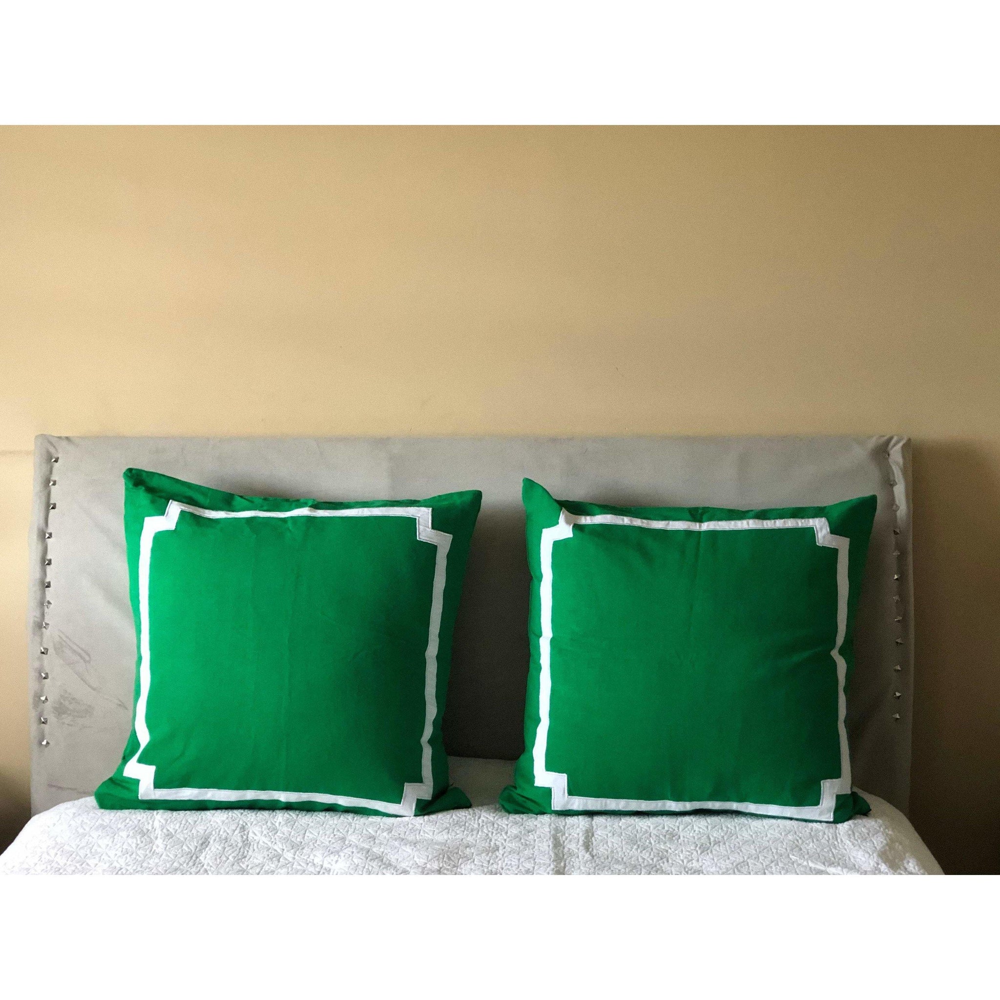 Green Trim Pillows, Green EuroShams