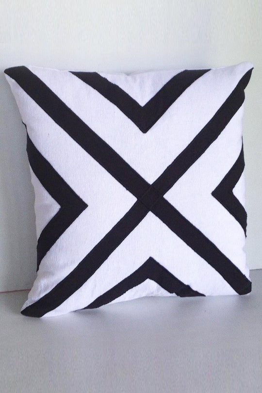 White Unique Pillows, White Black Embroidered Pillows