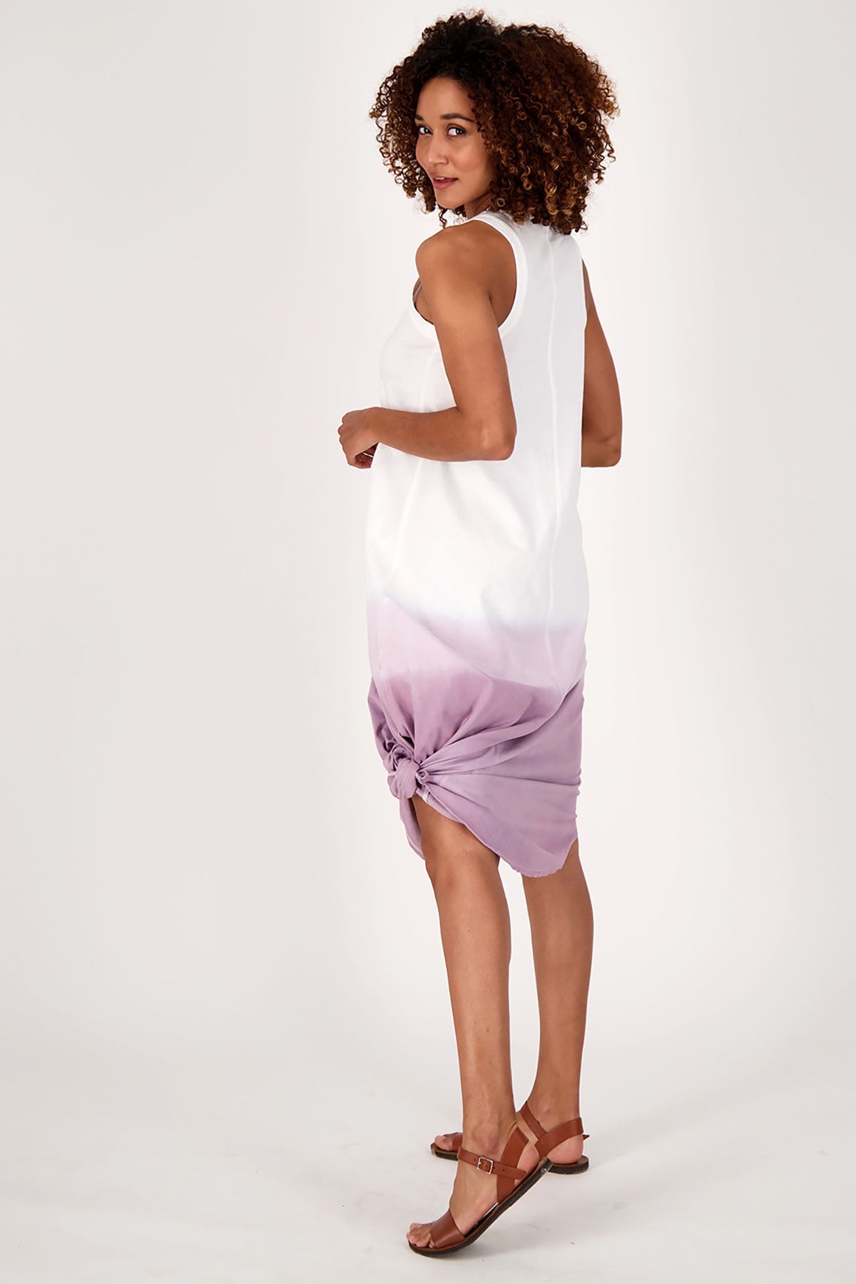 knee length dresses for ladies Midi Dress | Dip Dye Lilac Summer Dress